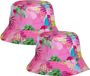 Merkloos / Sans marque Hawaii Vissershoedje / zonnehoedje Hawaii thema - 4x - voor volwassenen - roze - Tropisch