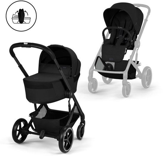 Cybex Balios S Lux - kinderwagen - 2-in-1 - met opvouwbare reiswieg - Moon Black