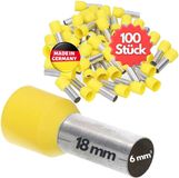 Kalitec 100 stuks AE618GR adereindhulzen geïsoleerd 6,0 mm² 18 mm lang geel