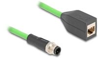 Delock M12 4-pins D-gecodeerd (m) - RJ45 (v) câble réseau industriel | CAT5e | PUR | 0,50 mètre
