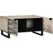 Table basse en bois d'acacia beige et noir 80 x 50 x 40 cm