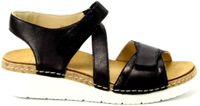 Durea 7431-2099 wijdte G platte sandalen zwart leer dames maat 43