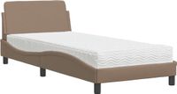 vidaXL Bed met matras "Dover" kunstleer cappuccinokleurig 90x190 cm