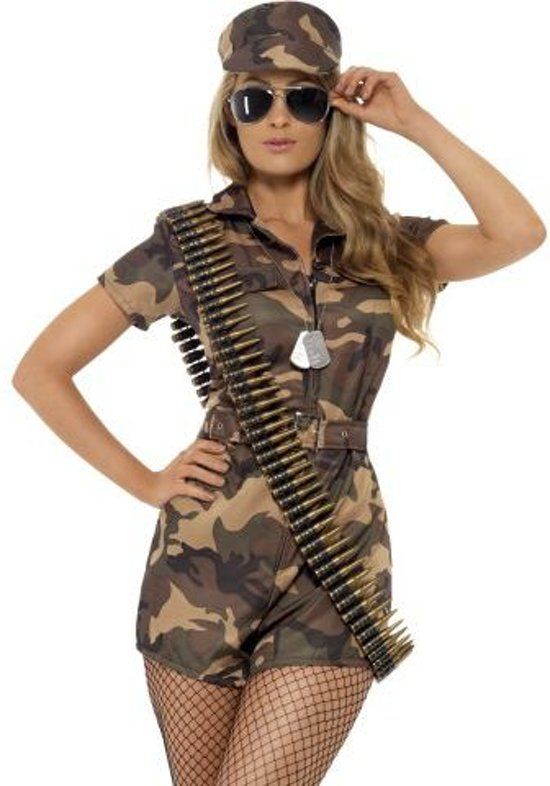 Smiffys Sexy legerpakje Army Girl kostuum - maat 40-42 M - Carnavalskleding