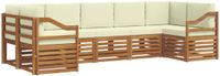 vidaXL - Hoek loungeset - 7 zitplaatsen - Natuurlijk en crème - Acacia hout