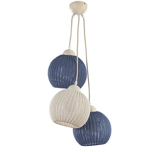 ONLI hanglamp 3 lampen, crème/blauw