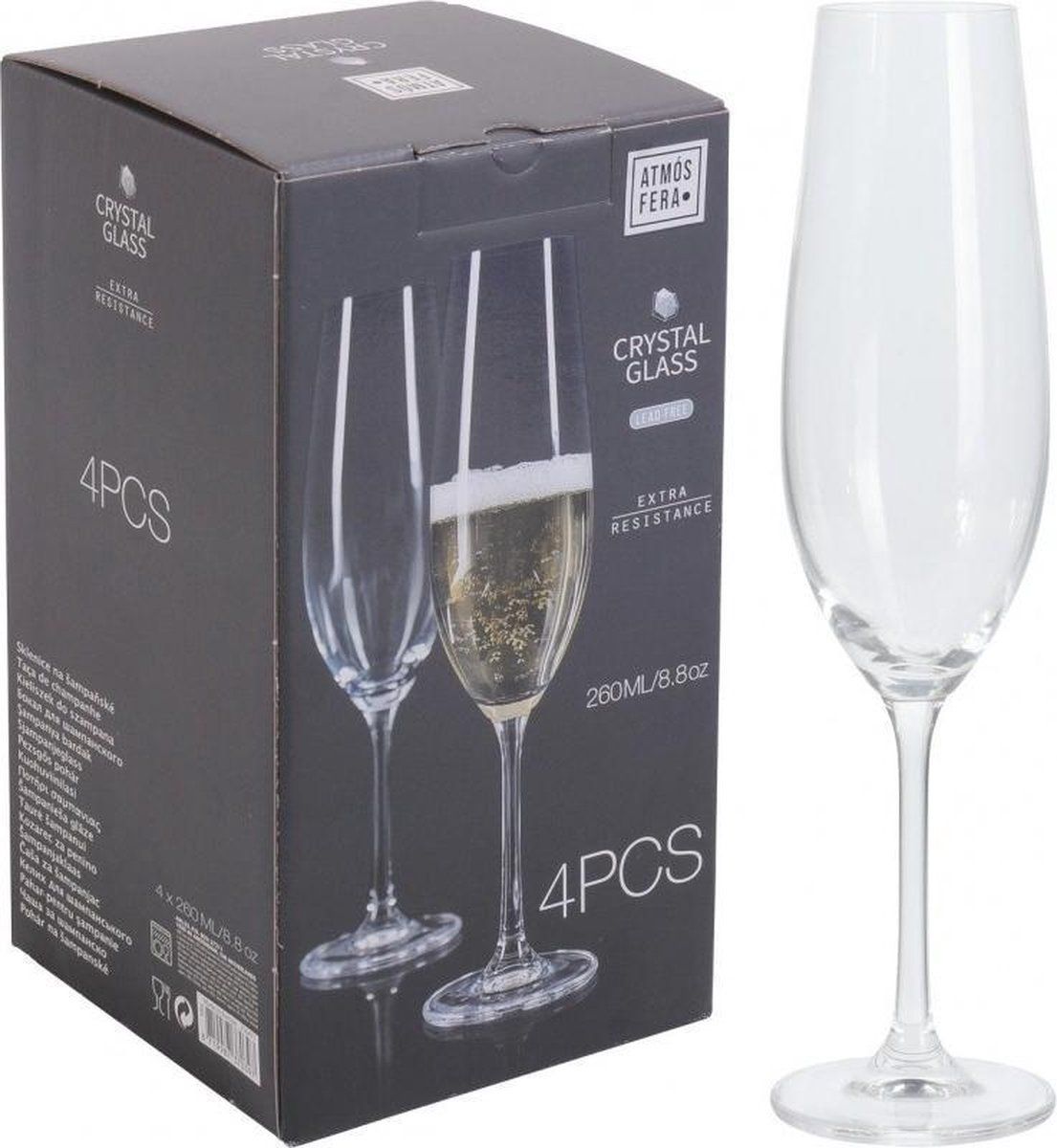 Kristal champagneglas 260ml 4 stuks