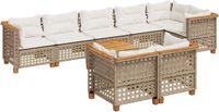 vidaXL 9-delige Loungeset met kussens, polyrattan, beige