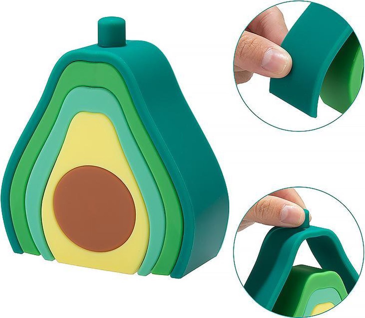 WoodyDoody Avocado Vormenpuzzel 11x4 cm - Zachte Vormenstoof - Peuter Speelgoed - Zachte blokken -