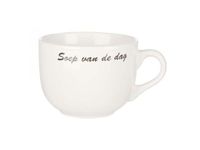 Cosy & Trendy Kommetjes/soepkommen voor dessert/ontbijt - Keramiek - D10 x 8 cm - wit - stapelbaar - met oor