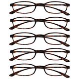 Opulize Fly 5 Stuks Zak Formaat Super Licht Leesbril Mat Bruin Mannen Vrouwen RRRRR67-2 +3,50