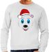 Bellatio Decorations Foute Kersttrui/Sweater Heren - IJsbeer Gezicht - Lichtgrijs - Merry Christmas S
