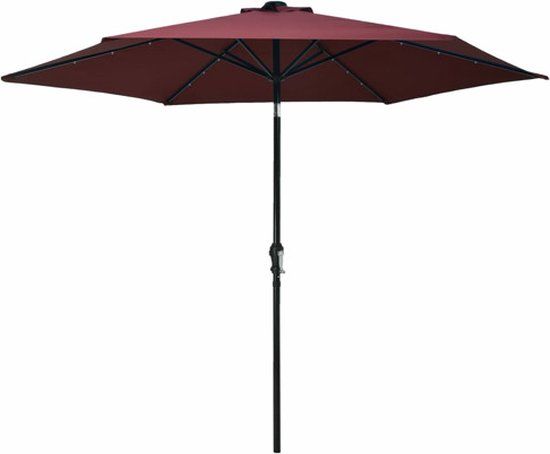 vidaXL Parasol met LED-verlichting en stalen paal 300 cm bordeauxrood