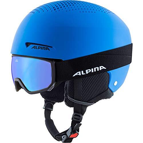 Alpina Unisex - Kinderen, ZUPO SET (+SCARABEO JR) Skihelm, blue matt, 48-52 cm