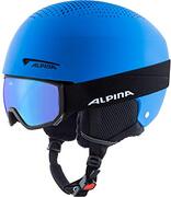 Alpina Unisex - Kinderen, ZUPO SET (+SCARABEO JR) Skihelm, blue matt, 48-52 cm