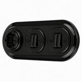 Inbouw SET PR1 Inbouw stopcontact, porselein, retro-stijl, dubbele schakelaar, 3-voudig, alles-in-één, zwart