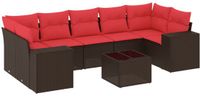 vidaXL 8-delige tuinbankset met kussens bruin polyrotan