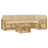 vidaXL Ensemble de canapés d'extérieur 6 pc Blanc et Beige Polyester