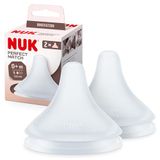 NUK Perfect Match spenen voor flessen, 0 maanden, past op het gehemelte van de baby, anti-koliek ventilatieopening, BPA-vrij, siliconen fopspeen S voor flessen, 2 stuks