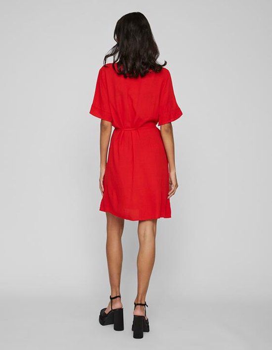 Vimesa Detail V-Neck S/S Dress/Su - Noos Flame Scarlet - XXL - Women