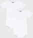 Petit Bateau Set van 2 witte babyrompertjes met korte mouwen Unisex Rompertje - Wit