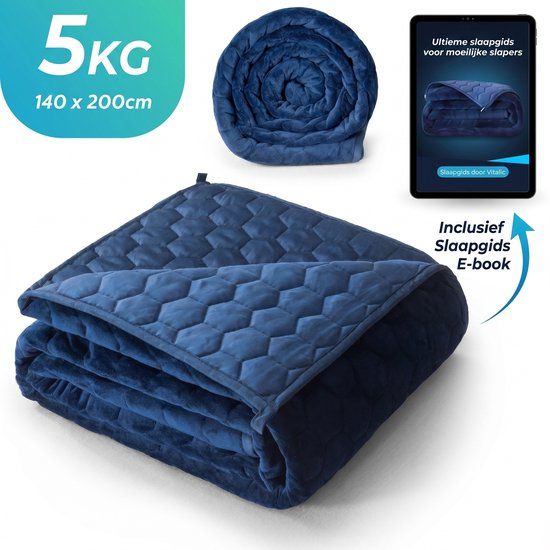 Verzwaringsdeken Premium Verzwaringsdeken 140x200cm - 5kg - Blauw - Bamboe & Polyester - Vitalic