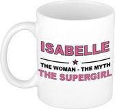 Bellatio Decorations naam cadeau mok - Isabelle - Woman Myth Supergirl - koffiemok - 300 ml - collega - moederdag