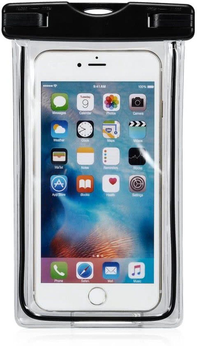 Mmobiel Waterdichte Telefoon Hoes / Waterproof Bag / Case / Pouch - Universeel - Geschikt voor Alle Smartphones - tot 6 Inch - functies onderwater beschikbaar - Volledig Transparant - iPhone / Samsung / Huawei - Zwart