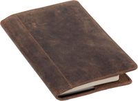 Pride and Soul 30124 - leren hoes DIN A5 PERKINS, leren omslag voor notebook, boekomslag van echt leer, boekomslag in bruin, omslag met bladwijzer, 8 visitekaartjessleuven en pennenlus