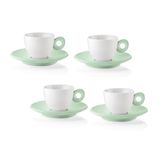 Guzzini EVERYDAY Set van 4 koffiekopjes met schotel - Mauve groen - 081701243
