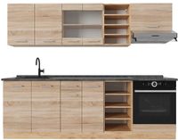 Vicco R-Line Complete keukeneenheid – 240 cm, WB Antraciet Sonoma/Goudkraft eik