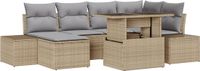 vidaXL Tuinbank Set 7-delig Beige/Lichtgrijs Polyrattan