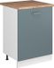 Vicco R-Line meuble bas de cuisine, bleu-gris/blanc, 60 cm avec 1 porte plan de travail chêne doré