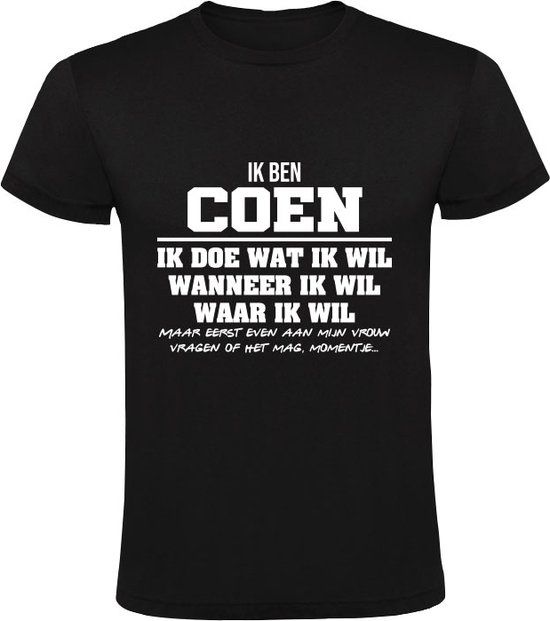 Sol's Coen Heren T-shirt Zwart - Verjaardagscadeau - Katoen - Maat S