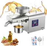 VEVOR Elektrische Oliepers 3,75 Kg/U, Oliemolen 750 W, Automatische Oliepersmachine met Warm Persen van 50 °C Tot 300 °C, Oliemachine Geschikt voor Pinda's, Sesam, Sojabonen en Amandelen, Roestvrij Staal