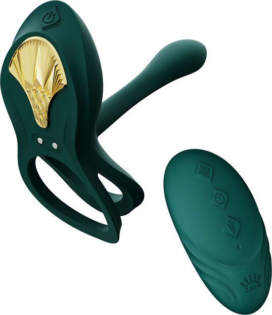Zalo Bayek Vibrerende Cockring & Partner Vibrator Met Afstandsbediening Smaragdgroen
