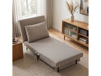 HOMCOM Fauteuil Convertible 1 Place, Fauteuil-Lit Clic-Clac 3 en 1 avec Dossier Réglable, Oreiller, Assise Large, Marron Clair