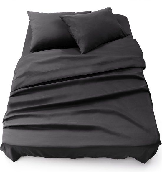 Blumtal 3-delige Set Bedlaken - Hoeslaken 160 x 200 x 30 cm - Laken 240 x 275 cm - 2 x Kussensloop 50 x 80 cm - Antraciet
