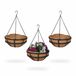 Relaxdays Hangende plantenmand - set van 3 - kokos - metaal - 31 cm - plantenhangers - rond