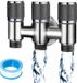 Robinet d'angle combiné 3 voies vanne de dérivation machine à laver - Répartir le flux d'eau - Raccords filetés en acier inoxydable - 1/2 pouce - Gris foncé