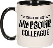 Bellatio Decorations Shoppartners Bv 1x stuks collega cadeau mok / beker met tekst you are the most awesome colleague - zwart - personeel kado mokken / bekers