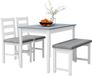 Homcom Table de salle à manger Bois de pin, Polyester, Mousse - 108L x 65l x 75H cm - Gris+Blanc
