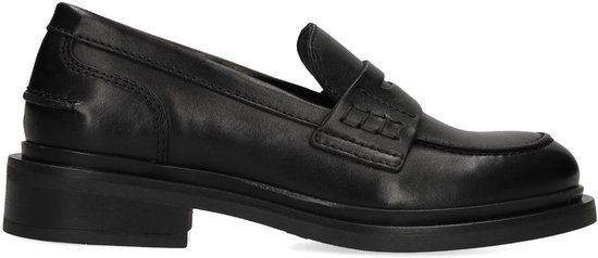 Manfield Dames Zwarte Leren Loafers Maat 39