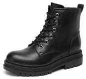 DREAM PAIRS Bottines de combat à lacets, bottines pour femmes, taille 39, noir