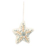 Dille &amp; Kamille Feutrine Suspension, White Star with Embroidered Flower