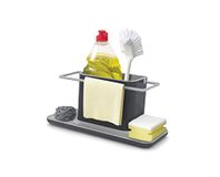 Joseph Joseph Caddy - Gootsteenhouder met geïntegreerd afdruiprek, houder voor spons, borstel, afwasmiddel en vaatdoek, verwijderbaar, Groot, Grijs