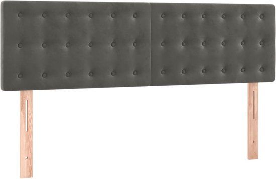 vidaXL Hoofdbord 144x5x78/88 cm fluweel donkergrijs