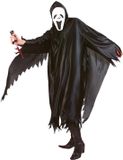 Merkloos / Sans marque Halloween Scream Verkleed Cape/Gewaad met Kap - Spook/Geest - Zwart - One Size