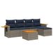 vidaXL 6-delige Loungeset met Kussens, Poly Rattan, Grijs