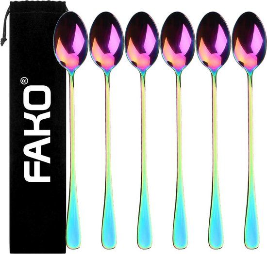 Fako Bijoux® - Lange Lepels - Regenboog - 6 Stuks
